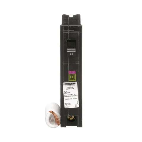 Schneider Electric HOM115DF Mini circuit breaker, Homeline, 15A, 1 pole, 120VAC, 10kA AIR, combo ARC/ground fault, plug in, UL — Accessori generali