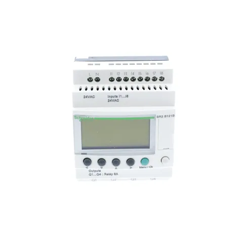 Schneider Electric SR2B121B compact smart relay, Zelio Logic SR2 SR3, 12 IO, 24V AC, clock, display — PLC