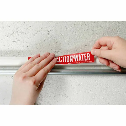 Brady Corporation 93371 Self-Adhesive Pipe Marker: POTABLE WATER, 2.25" H x 2.75" W, Card of 3 Each, Fits Pipes 0.75" Dia. or Smaller — General Accessories