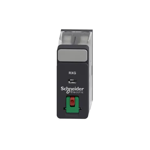 Schneider Electric RXG21F7 interface plug-in relay, 5A, 2CO, lockable test button, 120V AC — Contattori e relè