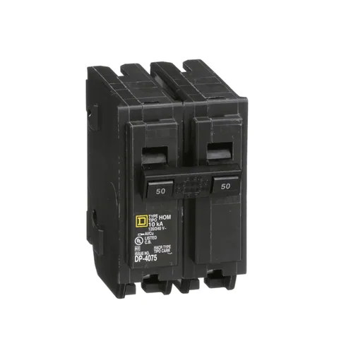 Schneider Electric HOM250 Mini circuit breaker, Homeline, 50A, 2 pole, 120/240VAC, 10kA AIR, standard type, plug in, UL — General Accessories