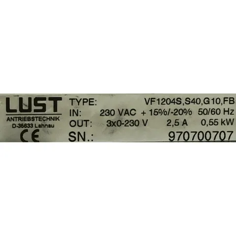 Lust VF1204S.S40.G10.FB VF1204S Frequency Inverter — Variadores y convertidores de frecuencia