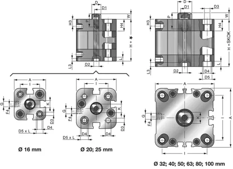 PNEUMAT SYSTEM NSKI016.0100 Compact Pneumatic Cylinder D16x100 ISO21287 — Pneumatic & Hydraulic Cylinders