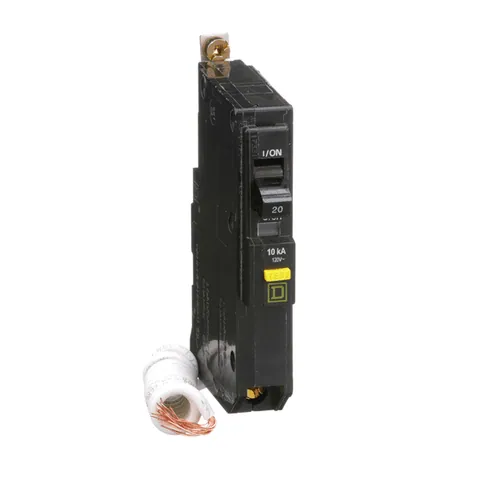 Schneider Electric QOB120GFI Mini circuit breaker, QO, 20A, 1 pole, 120VAC, 10kA, 6mA grd fault A, pigtail, bolt on mount — Accessori generali