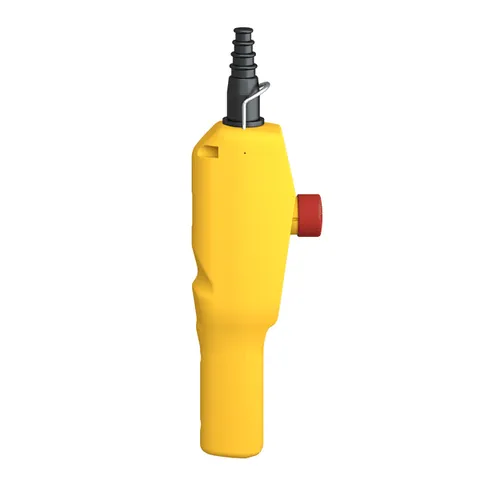 Schneider Electric XACA2053 Pendant control station, Harmony XAC, plastic, yellow, pistol grip, 2 push buttons with NO+NC, 1 emergency stop NC — HMIs & Industrial PCs