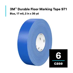 3M 7100253141 Durable Floor Marking Tape 971, Blue, 2 in x 36 yd, 17 mil, 6 Rolls/Case, Individually Wrapped Conveniently Packaged — General Accessories