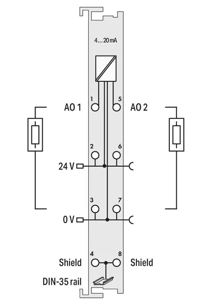 Wago 750-554 2-channel analog output; 4 … 20 mA — Módulos PLC y extensiones