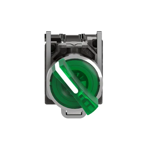 Schneider Electric XB4BK123G5 Illuminated selector switch, Harmony XB4, metal, green handle, 22mm, universal LED, 2 positions, 1NO + 1NC, 110...120V AC — Schalter & modulare Geräte