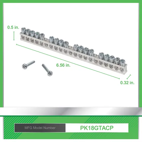 Schneider Electric PK18GTA Load center accessory, QO/Homeline, ground bar kit, 18 terminals — General Accessories