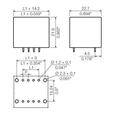 Weidmuller 1030540000 PCB Plug-In Connector Male Header 3.81 mm 22 Poles 180° THT Solder — Accessori generali