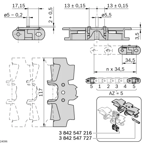 3842546014 Bosch Rexroth, Catene e catene a rulli
