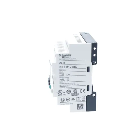 Schneider Electric SR2B121BD compact smart relay, Zelio Logic SR2 SR3, 12 IO, 24V DC, clock, display, 4 relay outputs — PLCs