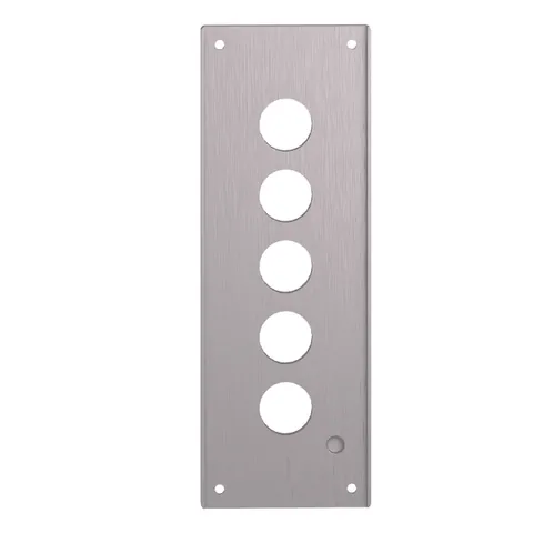 Schneider Electric XAPE305 Drilled front plate with fixing screws, Harmony XAP, XB2 SL, metal, 5 cut outs, 72x204mm, 22mm — Accessori generali