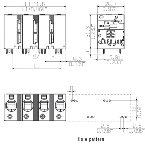 Weidmuller 2492230000 15.00 mm 4-Pole PCB Terminal Block 180° — Terminal Blocks
