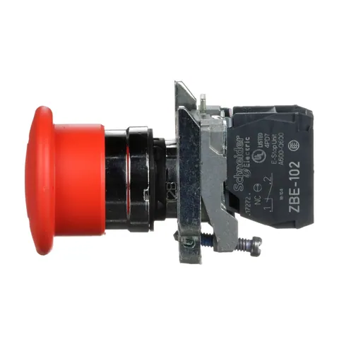 Schneider Electric XB4BT842 Emergency Stop Push Button, Latching, Red, 40 mm, 1 NC — Switches & Modular Apparatus