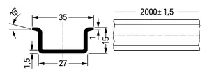 Wago 210-506 Steel carrier rail; 35 x 15 mm; 1.5 mm thick; 2 m long; unslotted; galvanized; similar to EN 60715; silver-colored — Accessori generali