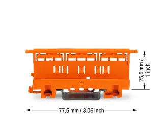 Wago 221-500 Mounting carrier; 221 series (24 - 12 AWG); for DIN-35 rail/panel mount; orange — Terminal Blocks