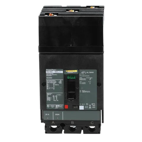 Schneider Electric HDA36020 PowerPacT H-Frame Circuit Breaker, 20A, 3 Pole, 600VAC, 14kA, I-Line, Thermal Magnetic, 80%, ABC — Accessori generali
