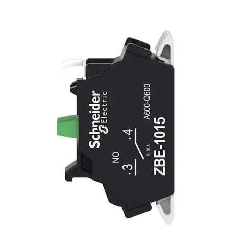 Schneider Electric ZBE1015 Single contact block Harmony XB4, silver alloy, spring clamp terminal, 1NO — Control & HMI