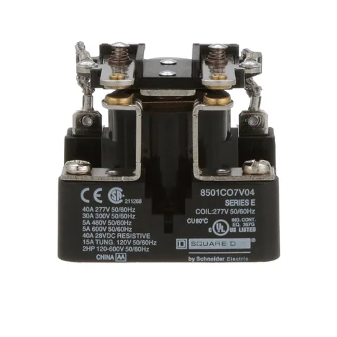 Schneider Electric 8501CO7V04 Power Relay, Type C, 2.0 HP, 30A resistive at 300 VAC, DPST, 2 normally open contacts, 277 VAC coil — Accesorios generales