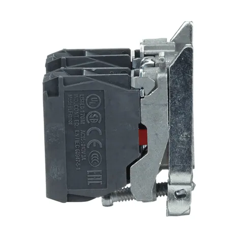 Schneider Electric ZB4BZ105 Harmony, 22mm Push Button, XB4B operators, contact block, with mounting collar, 1 NO and 1 NC, screw clamp terminal — Switches & Modular Apparatus