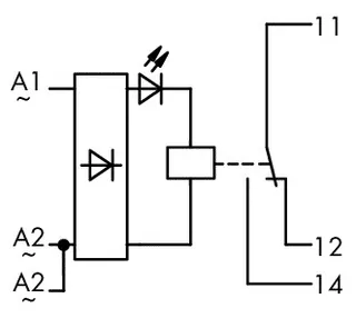Wago 286-508 Relay module; Nominal input voltage: 230 VAC; 1 changeover contact; Limiting continuous current: 7 A; Red status indicator; Module width: 15 mm; gray — Contactors & Relays