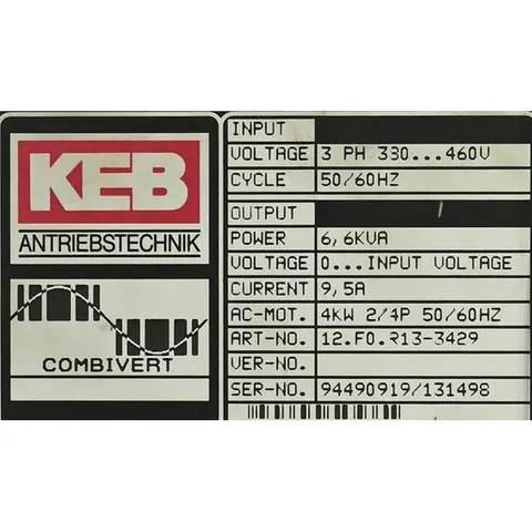 Keb 12.F0.R13-3429 Combivert Inverter — VFDs & Frequency Converters