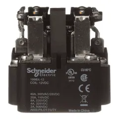 Schneider Electric 199BX-12 Power relay, SE Relays, DPDT, 40A, 12 VDC, magnetic blowout, open type — General Accessories