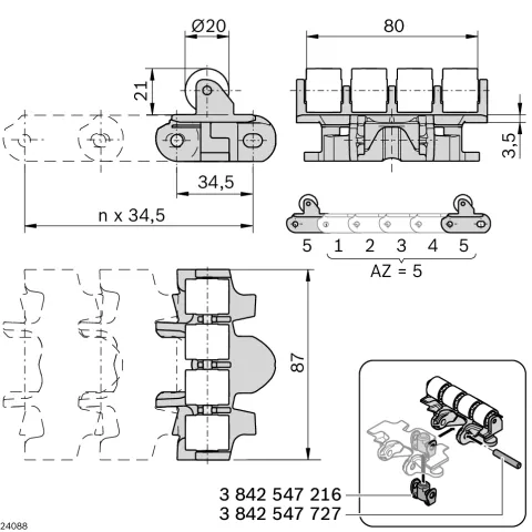 3842546021 Bosch Rexroth, Catene e catene a rulli