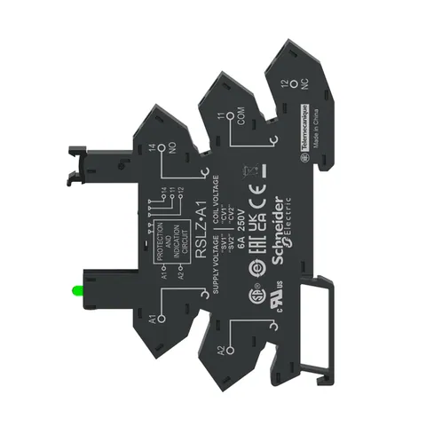 Schneider Electric RSLZRA3 socket equipped with LED and protection circuit, Harmony Electromechanical Relays, for RSL1 relays, spring terminals, 110V AC DC — General Accessories
