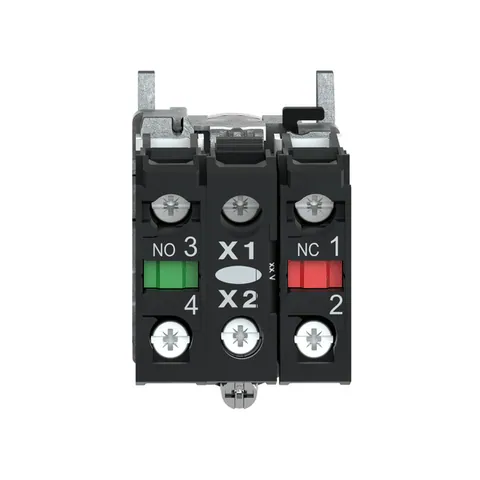 Schneider Electric XB4BW3465 Illuminated Push Button, Harmony XB4, Metal Flush, Red, 22mm, Spring Return, Up to 250V, 1NO+1NC — Switches & Modular Apparatus