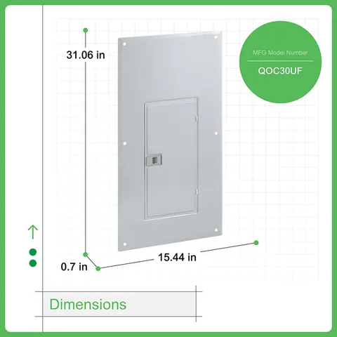 Schneider Electric QOC30UF Replacement cover for 30 space load center, flush, gray — General Accessories