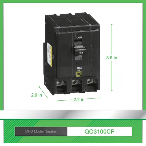 Schneider Electric QO3100 Mini circuit breaker, QO, 100A, 3 pole, 120/240VAC, 10kA, plug in mount — Accessori generali