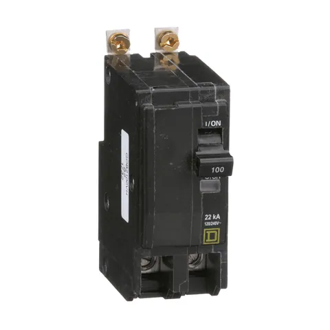 Schneider Electric QOB2100VH Mini circuit breaker, QO, 100A, 2 pole, 240VAC, 22kA, bolt on mount — General Accessories