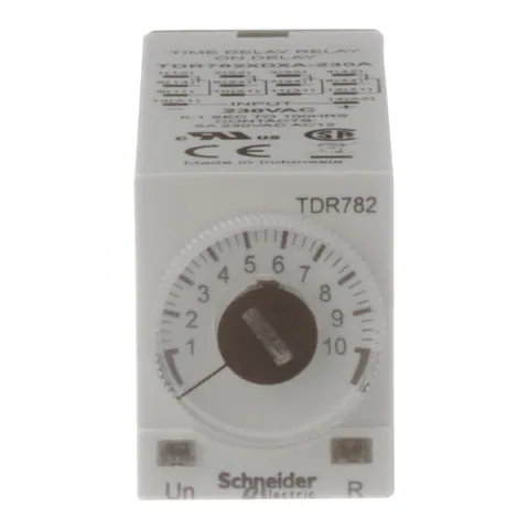 Schneider Electric TDR782XDXA-230A Time delay relay, SE Relays, 4PDT, 5A, 230 VAC, 100 ms to 100 hours, 7 time scales, on-delay function, socket compatible — Akcesoria ogólne