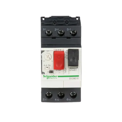 Schneider Electric GV2ME10 TeSys Deca Manual Starter and Protector, thermal magnetic circuit protector, push buttons, 4 to 6.3 A, screw clamp — Interruptores automáticos y fusibles