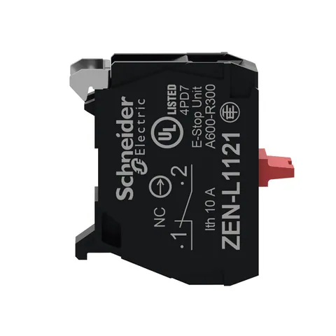 Schneider Electric ZENL1121 Harmony, 22mm Push Button, contact block, panel mount, 1 NC, screw clamp terminal — Power Supplies & Controllers