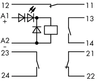 Wago 286-336/001-000 Relay module; Nominal input voltage: 24 VDC; 2 break and 2 make contacts; Red status indicator; Module width: 25 mm; gray — Contactors & Relays