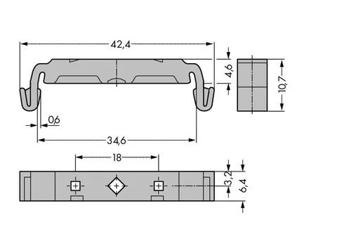 Wago 209-120 Mounting foot; can be snapped on terminal blocks with snap-in mounting foot; for mounting on relay-modules; 6.4 mm wide; gray — Terminal Blocks