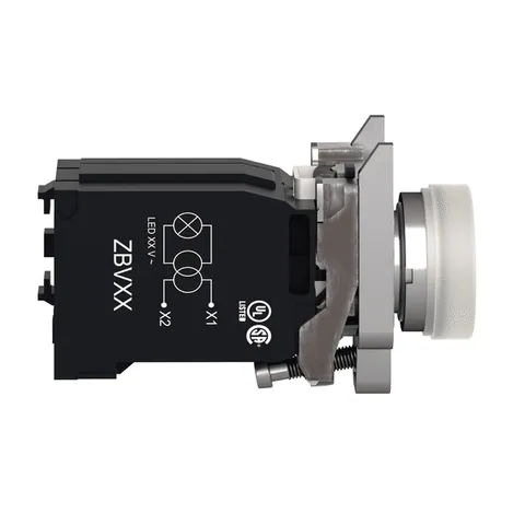 Schneider Electric XB4BV5B1 Pilot light, Harmony XB4,metal, white, 22mm, universal LED, plain lens, 400V AC — Switches & Modular Apparatus