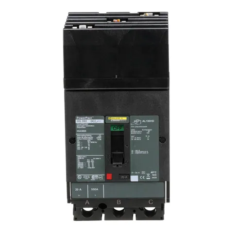 Schneider Electric HGA36020 PowerPacT H-Frame Circuit Breaker, 20A, 3 Pole, 600VAC, 18kA, I-Line, Thermal Magnetic, 80%, ABC — Accessori generali