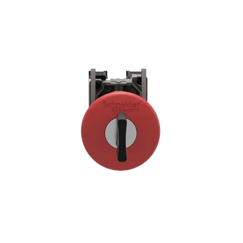 Schneider Electric XB4BS9445 Emergency stop push button, Harmony XB4, metal, red mushroom, 40mm, 22mm, trigger latching key release, 1NO+1NC — Interruptores y aparamenta modular