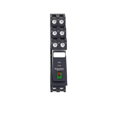 Schneider Electric RXG21P7PV interface plug-in relay, 5A, 2CO, with LED, pre-assembled, lockable test button, 230V AC — Contactors & Relays