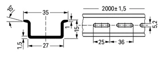 Wago 210-508 Steel carrier rail; 35 x 15 mm; 1.5 mm thick; 2 m long; slotted; galvanized; similar to EN 60715; silver-colored — Accessori generali