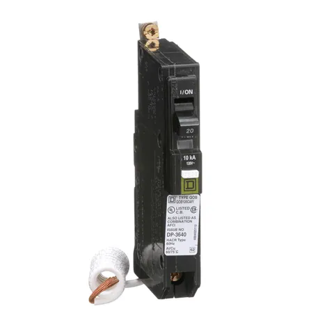 Schneider Electric QOB120CAFI QO Mini Circuit Breaker, 20A, 1 Pole, 120/240VAC, 10kA, Combo Arc Fault Protection — Akcesoria ogólne