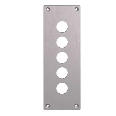 Schneider Electric XAPE305 Drilled front plate with fixing screws, Harmony XAP, XB2 SL, metal, 5 cut outs, 72x204mm, 22mm — Accessori generali