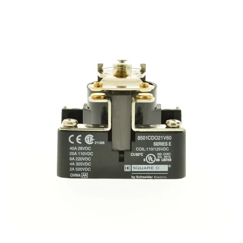 Schneider Electric 8501CDO21V60 Power Relay, Type C, 20A resistive at 110 VDC, SPST, 1 normally open contact, 110 VDC coil — Accesorios generales