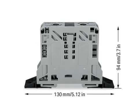 Wago 285-141 POWER CAGE CLAMP feedthrough terminal block; with fixing flanges; 2-conductor; 2/0 AWG stranded, 1/0 AWG solid; 20 mm wide; gray — Reihenklemmen / Klemmleisten