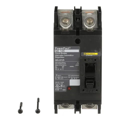 Schneider Electric QDL22125 Circuit breaker, PowerPacT Q, 125A, 2 pole, 240VAC, 25kA, lugs, thermal magnetic, 80% — Akcesoria ogólne