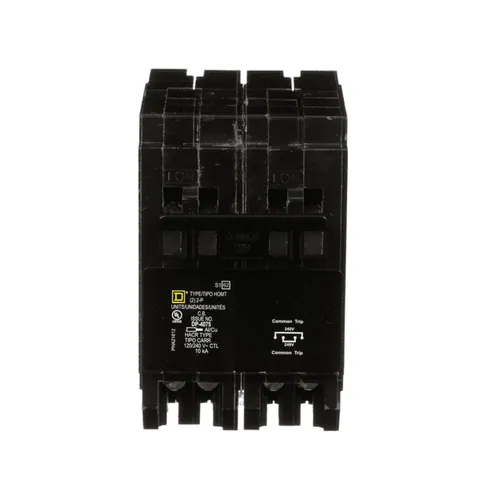 Schneider Electric HOMT215215 Quad tandem circuit breaker, Homeline, 2 x 2 pole at 15A, 120/240VAC, 10kA AIR, plug in, UL — General Accessories